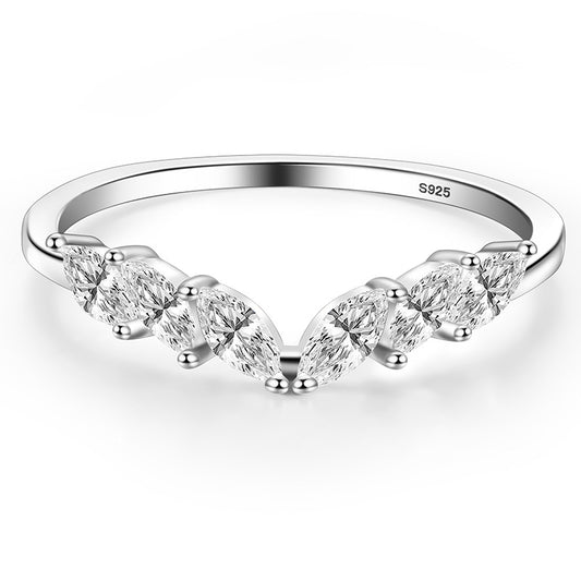 simple personality sterling silver double-layer peak female ring