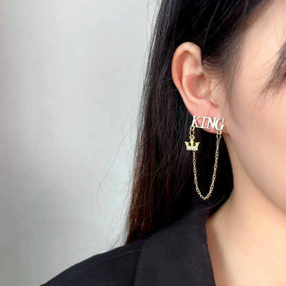 KING Sterling Silver Stud Earrings – Korean Style