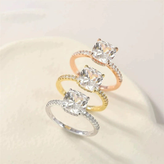 S925 four-claw inlaid 1.2 carat 7mm3A zircon women's silver ring light luxury creative silver ring