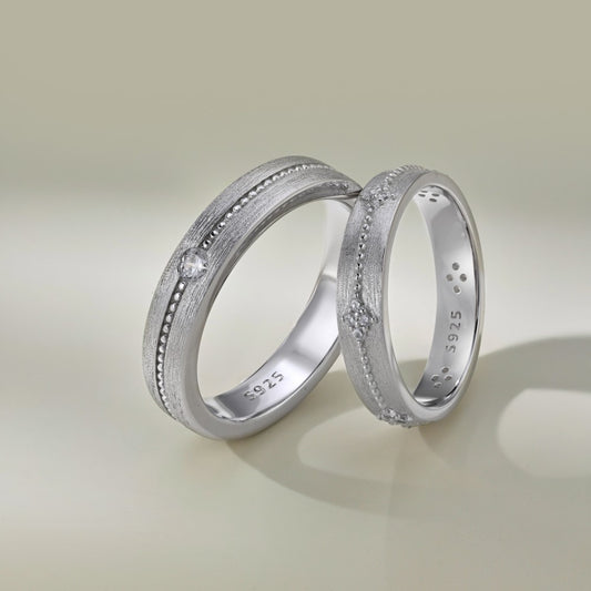 S925 sterling silver men and women's ring round diamond inlaid simple heavy sense fashionable versatile ring