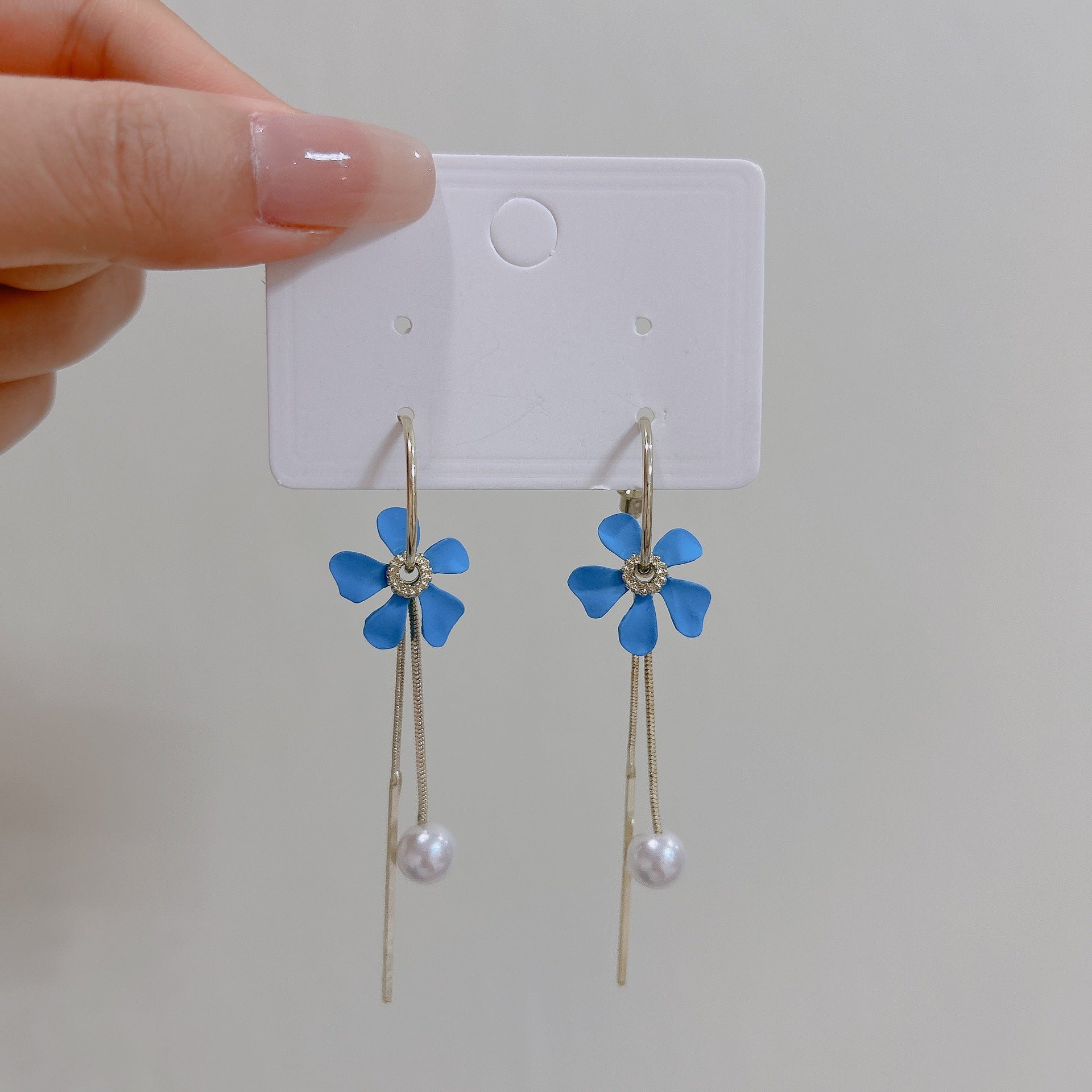 Floral Needle Earrings – Korean Minimalist Dangle